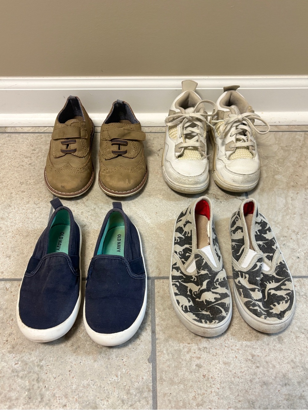 (4 Piece) Baby Boys Shoe Lot Size 9, 10 Air Jordan, Old Navy, Cat & Jack